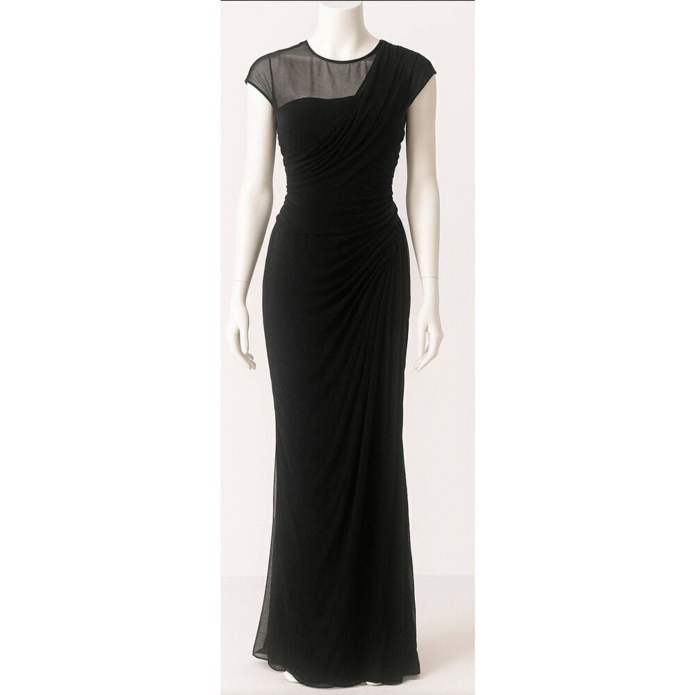 Tadashi Shoji Womens Large Tule Stretch Bodycon Black elegant evening dainty
